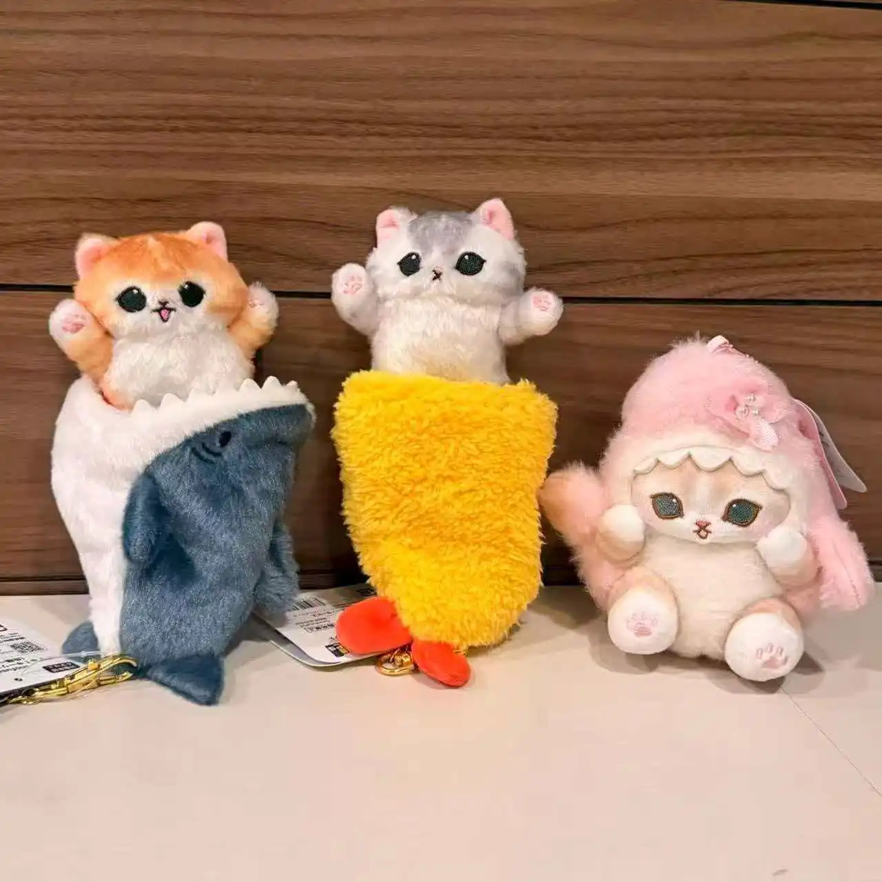 Mofusand Shark Cat Fried Shrimp kawaii little shark cat retractable pendant Sakura Cat bag charm