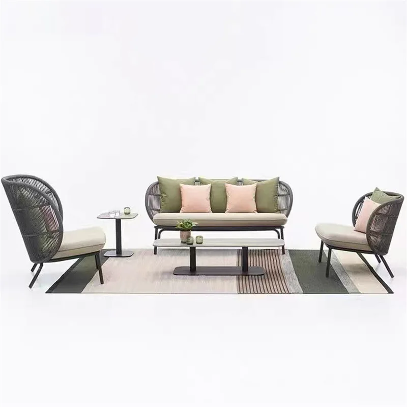 

Outdoor Sofa Rope Hotel Garden Villa Courtyard Hotel Rattan Furniture Balcony Leisure Rattan Chair Outdoor Sofa