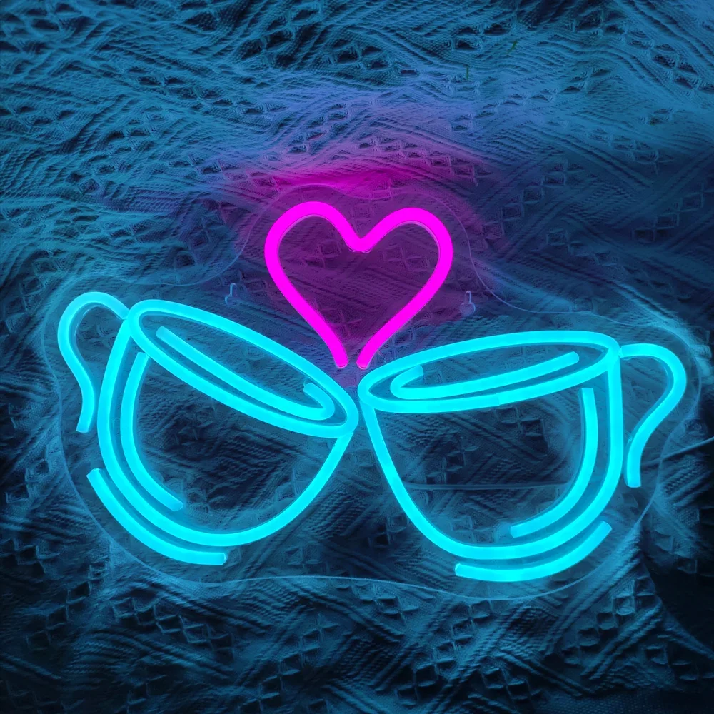 Coffee Cup LED Neon Light For Dimmable Wall Hanging Art Decor For Kitchen Cafe Restaurant Store Bar Club And Party Favors