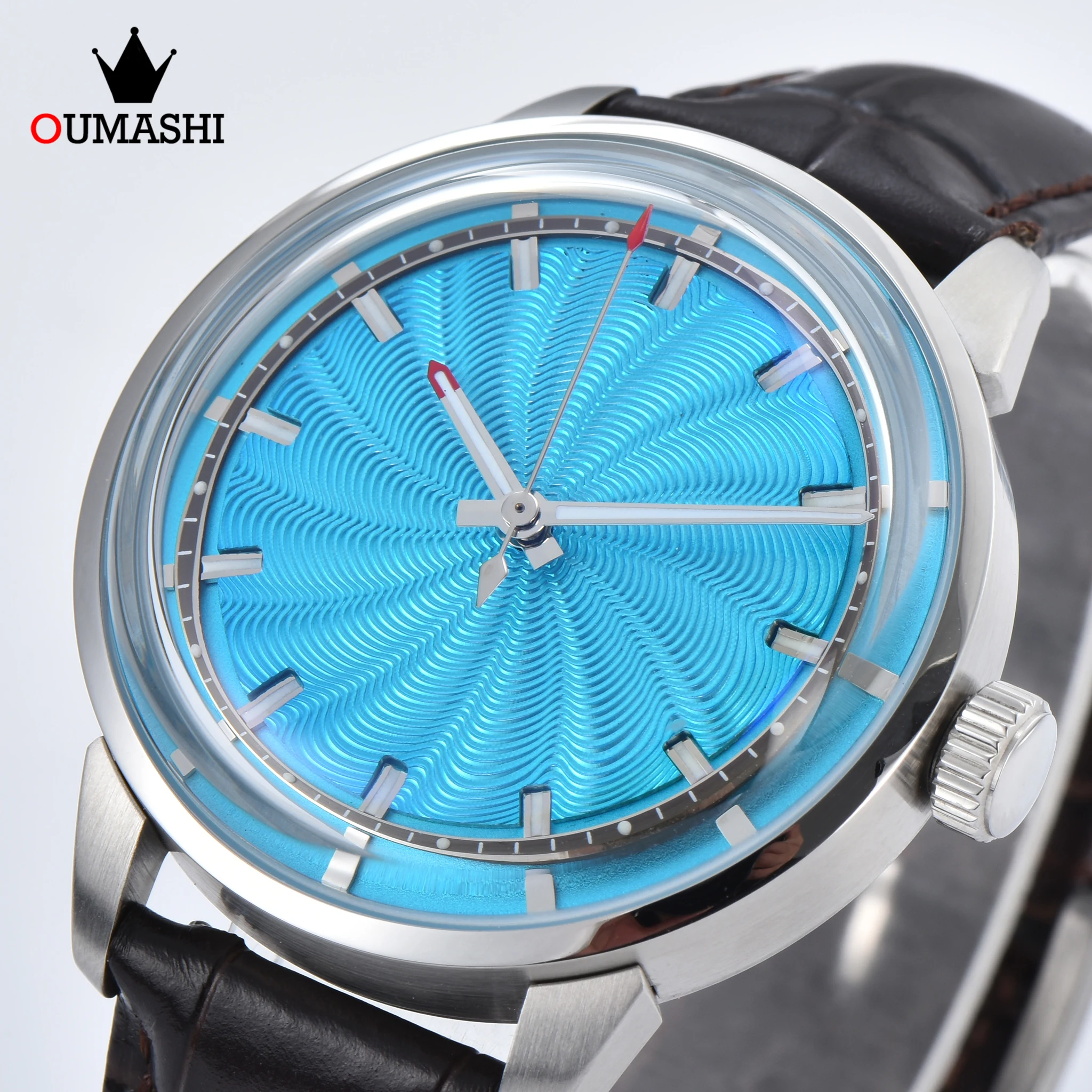 OUMASHI Threaded 42mm Men’s Luxury Watch with Miyota8215 Automatic Mechanical Movement Green Luminous 316L Stainless Steel Case