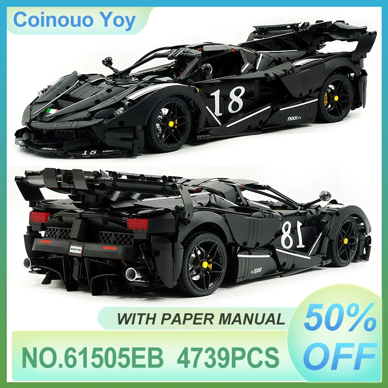 

Striking 1:8 CADA 61505 Black Technical Super Sprots Car Hypercar Model Building Block Brick DIY Puzzle Toys Christmas Gifts Boy