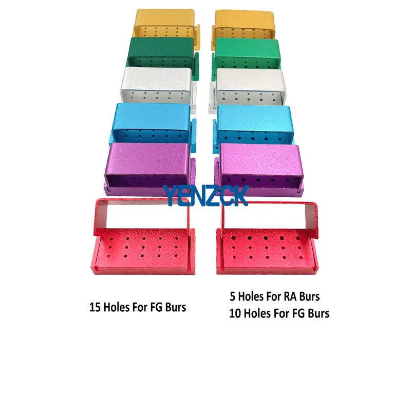 

Dental 15 Holes High and Low Speed Handpiece Bur Holder Aluminium Drills Block Disinfection Box