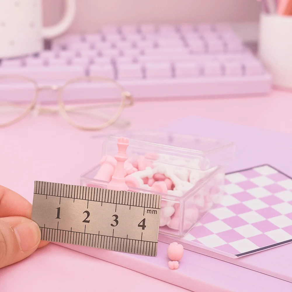Chessboard Mini Pocket Size Chess Set Handmade 1/12 Scale International Chess Miniature Size Decorative Design view 5