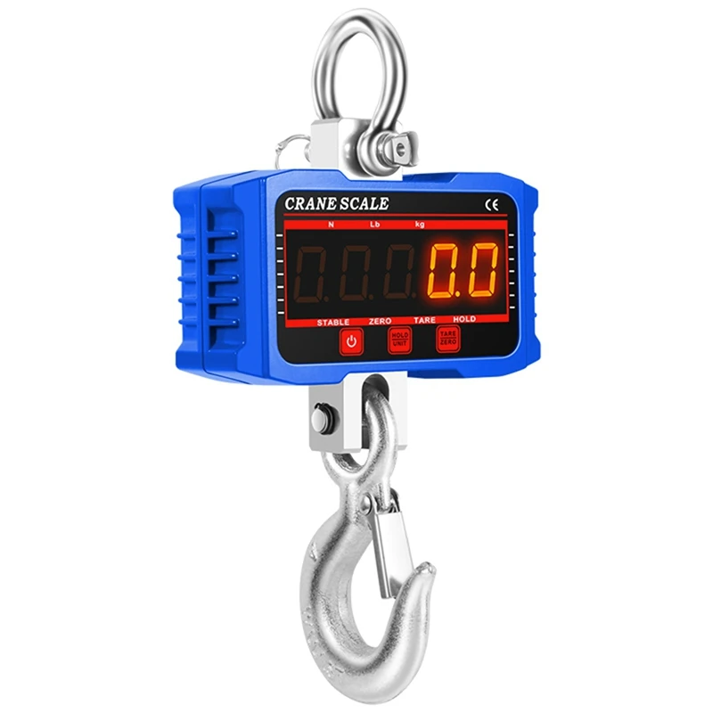 

Hanging Scale, Digital Crane Scale 1000KG, Industrial Heavy Duty Crane Scale LED Indication, Blue Durable Easy Install