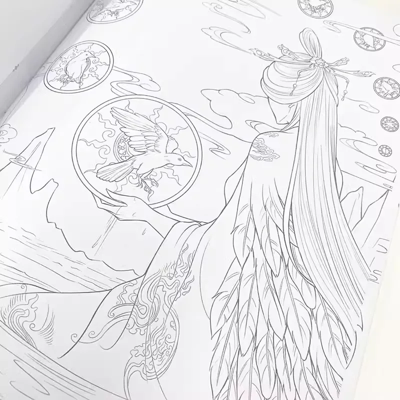 كتاب تلوين الجبال والنهر الكلاسيكي، فاي لينيو، كتاب رسم جرافيتي لخط التجميل الصيني القديم #4