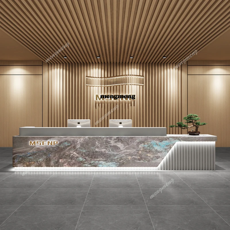 

Deep Storage Front Desk Reception Counter Barber Long Luxury Reception Desk L Shaped Clinic Mostrador Recepcion Office Furniture