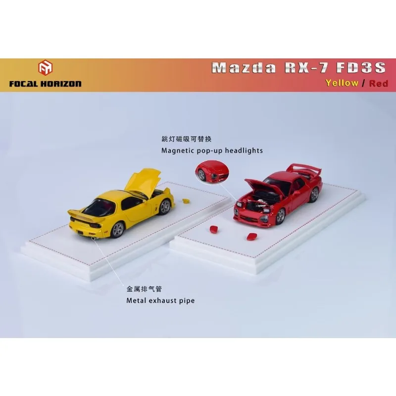 【In Stock】FH 1:64 Mazda RX-7 FD3S A Spec Speed Edition replica alloy car model, a gift toy for friends, or a collection piece.