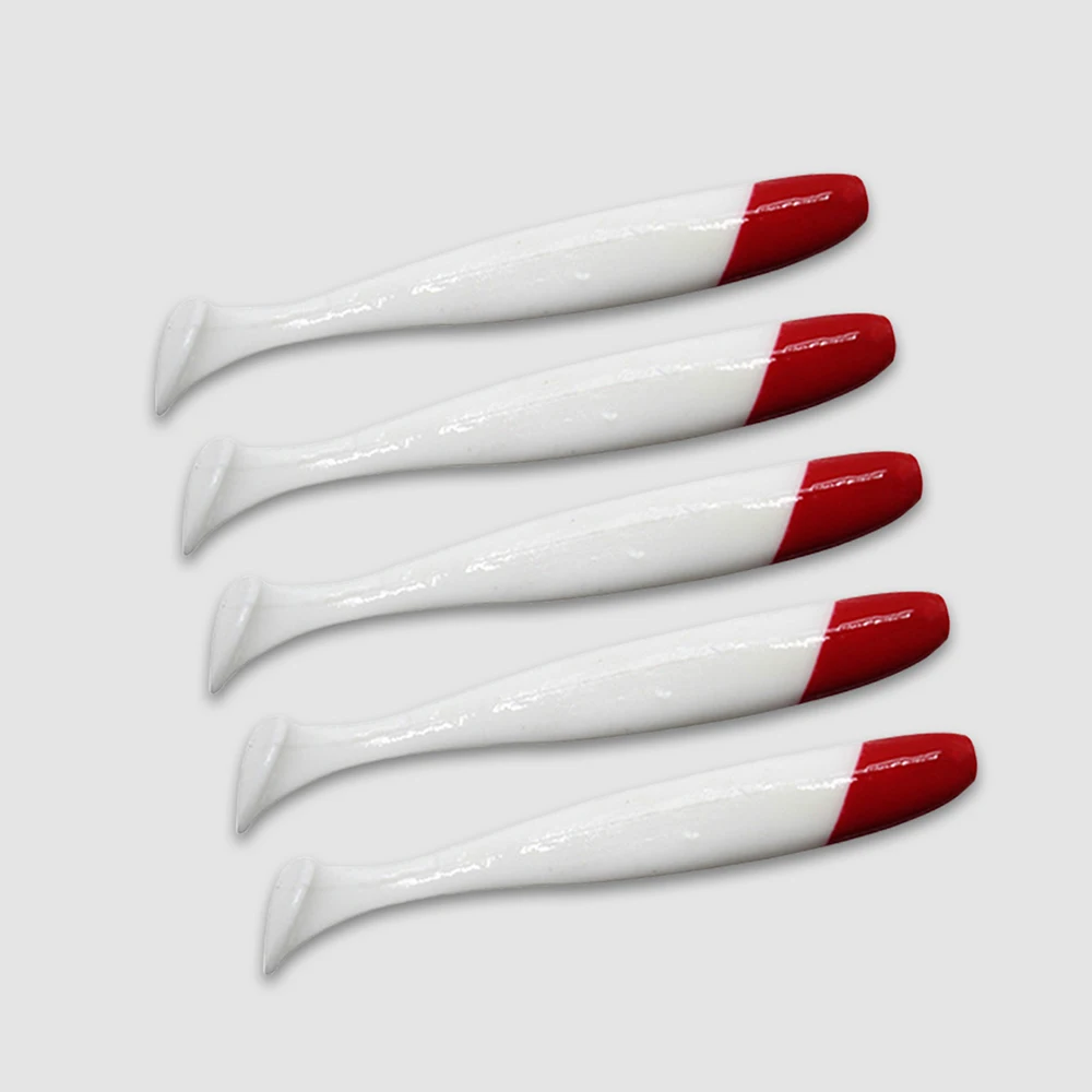 10 Pcs / Bag T-tail Soft Bait Red Head White Bionic Bait Fishing Supplies image 4