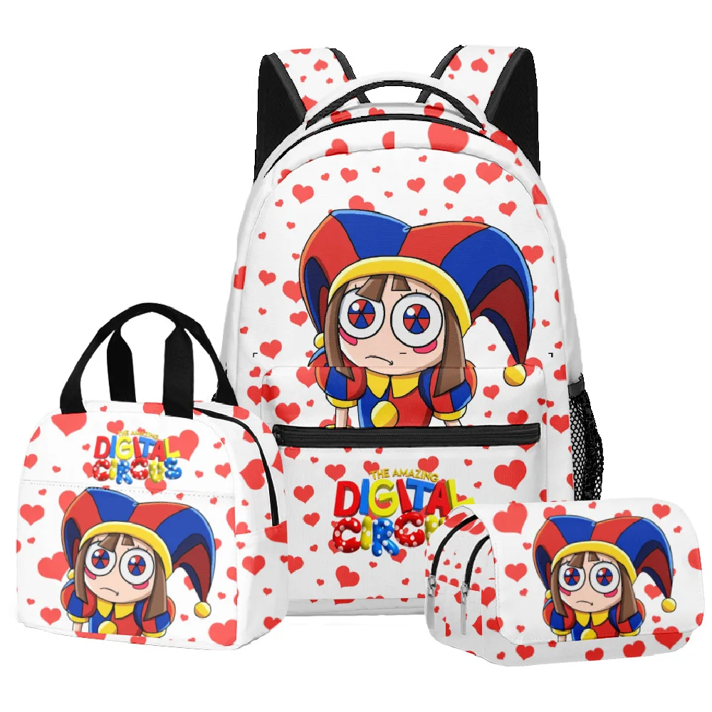 Cartoon Popular The Amazing Digital Circus 3D Print 3pcs/Set Student School Bags Laptop Daypack Backpack Lunch bag Pencil Case