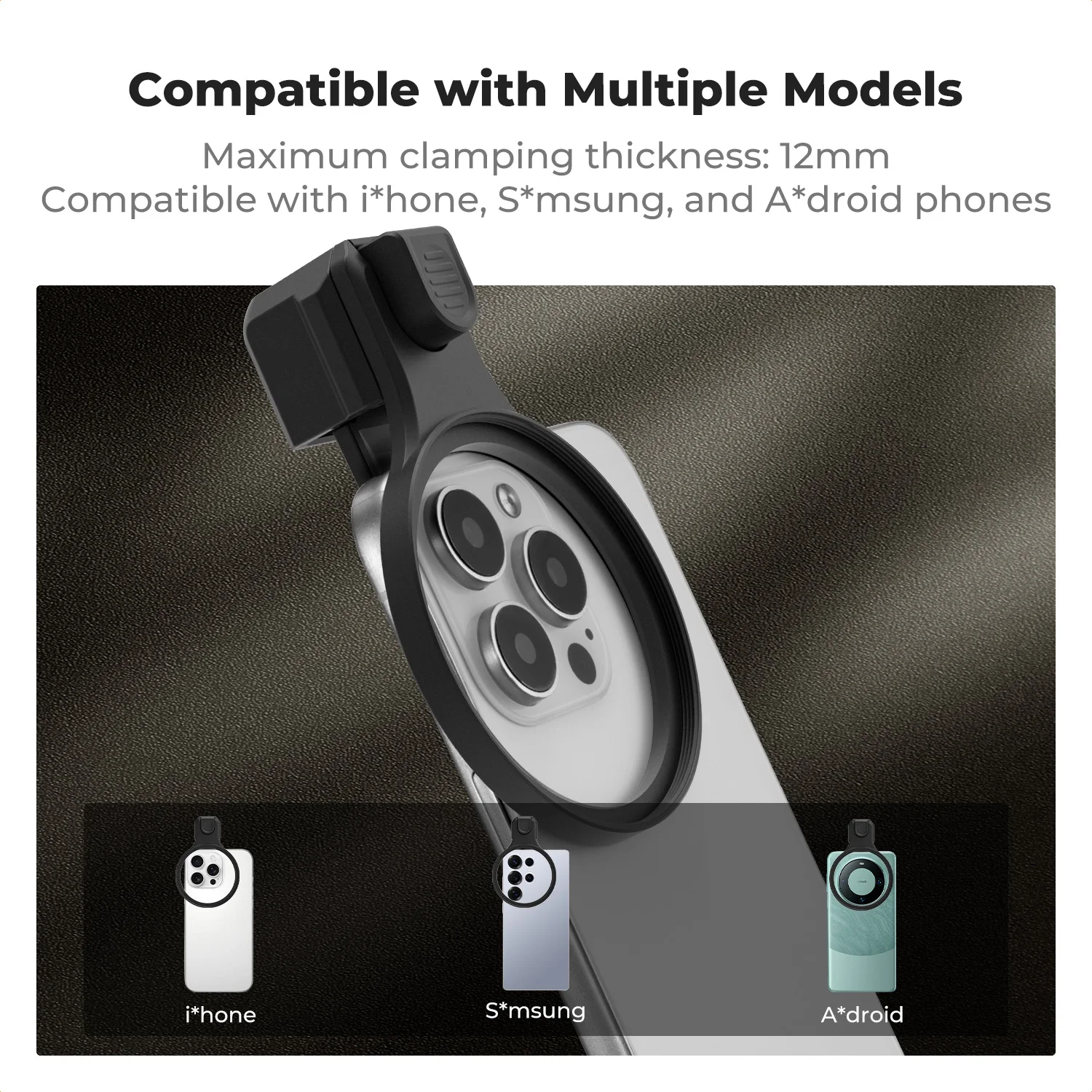 Filtr K&F Concept 67mm z klipsem do telefonu, filtr ND 58mm 67mm, filtr CPL, filtr dyfuzyjny czarny, uniwersalny do iPhone'a i Samsunga — zdjęcie produktu 5
