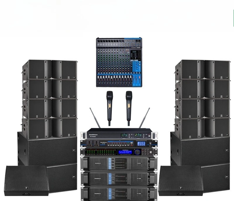 Audio large-scale performance Outdoor waterproof double twelve-line array speakers Banquet hall speakers Bar