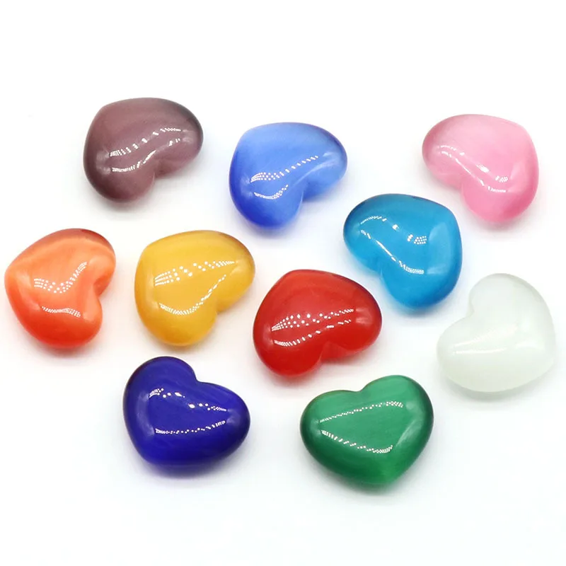 

2pc 30X24MM natural stone cat eye stone peach heart jewelry ornament Accessories for making necklaces pendant No holes no hooks