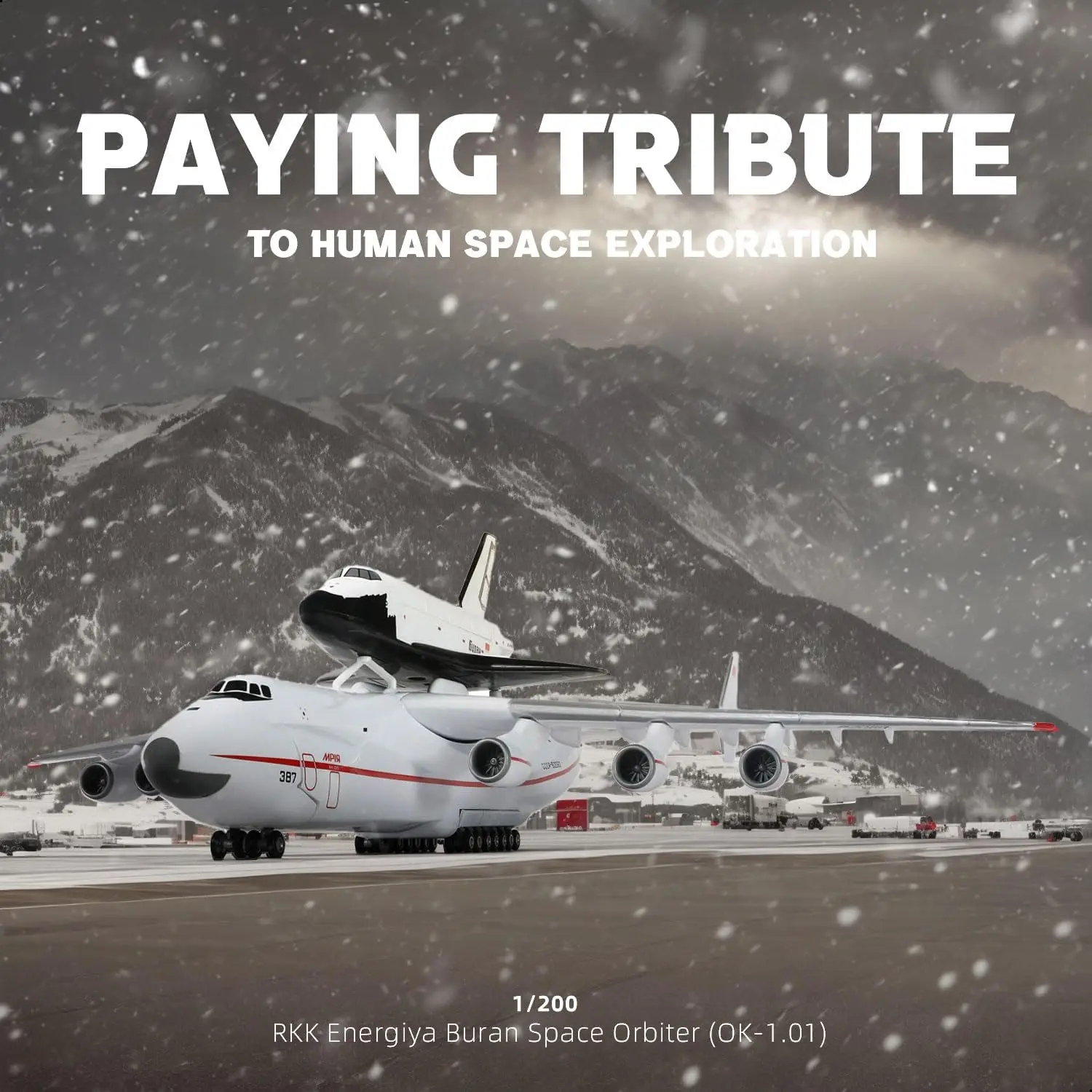 

1:200 Scale Antonov AN-225 Mriya Model Aircraft Kit Carry Buran Space Shuttle Metal with Display Stand Adult Airplane Model Gift