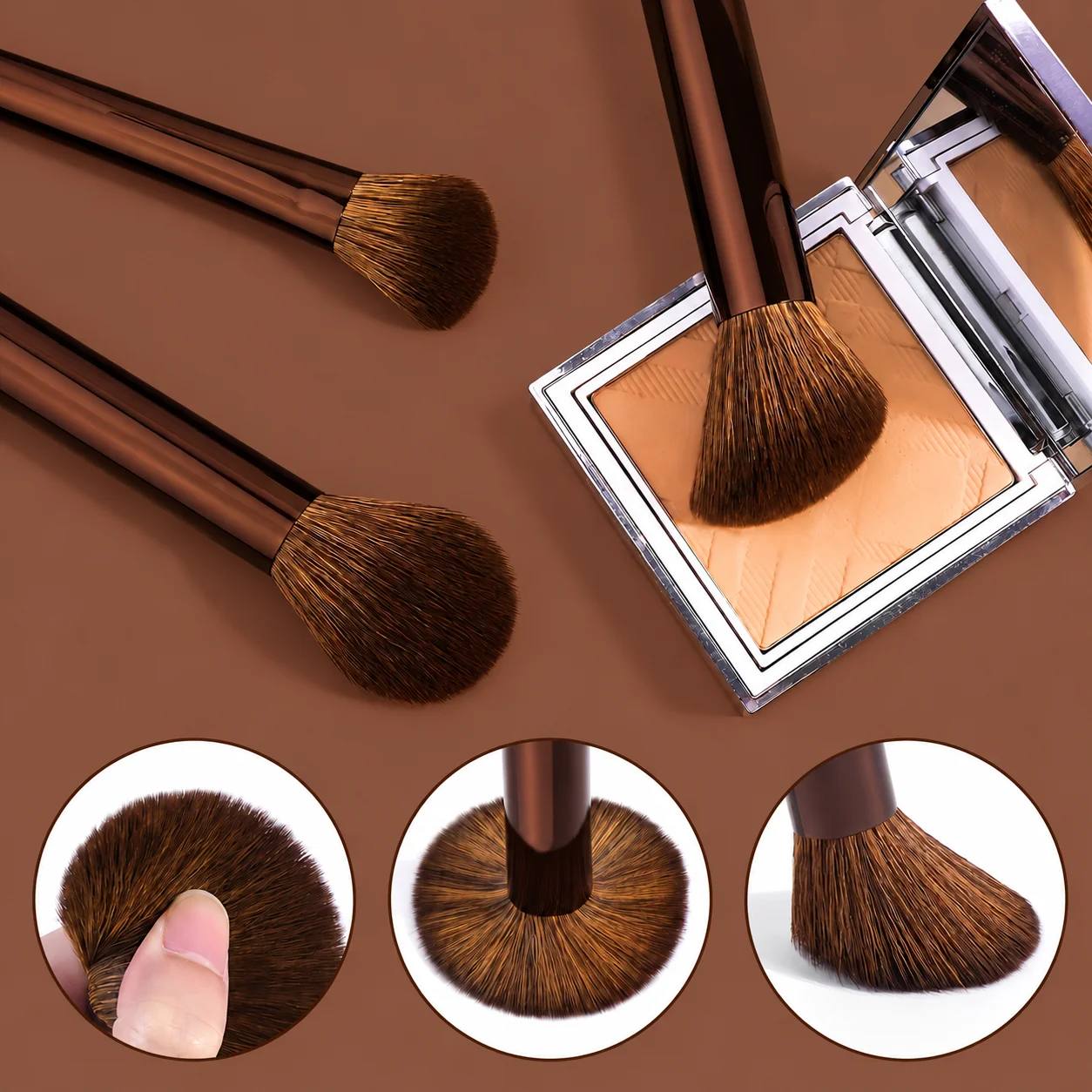 15pcs Makeup Brush Set with Aluminum Storage Tube, Portable Travel Brushes, Soft Nylon Bristles, Foundation, Powder, Blush, Cont