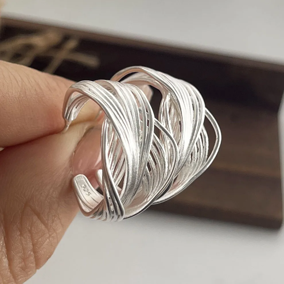 925 Sterling Silver Vintage Earrings For Women Trendy Simple Interware Lines Earring Jewelry Prevent Allergy Party Accessories