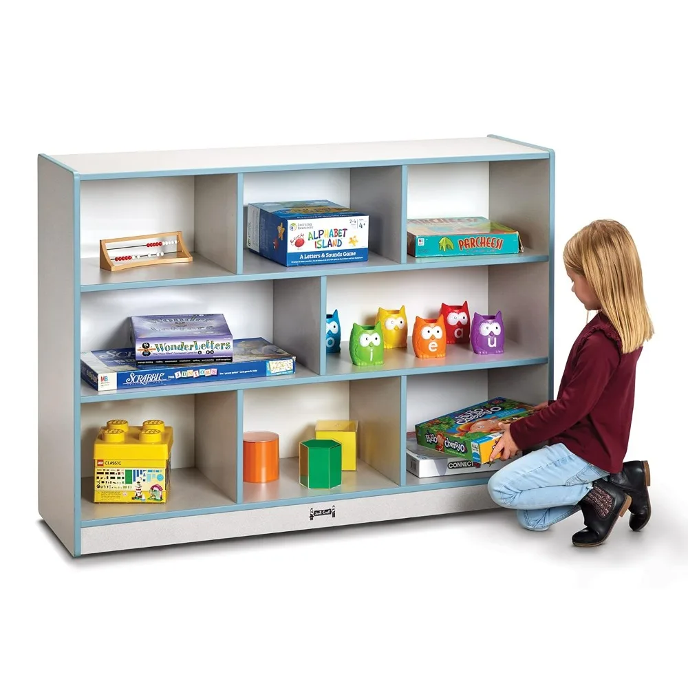 Oversized single mobile storage unit, children's cabinet - Coastal Blue