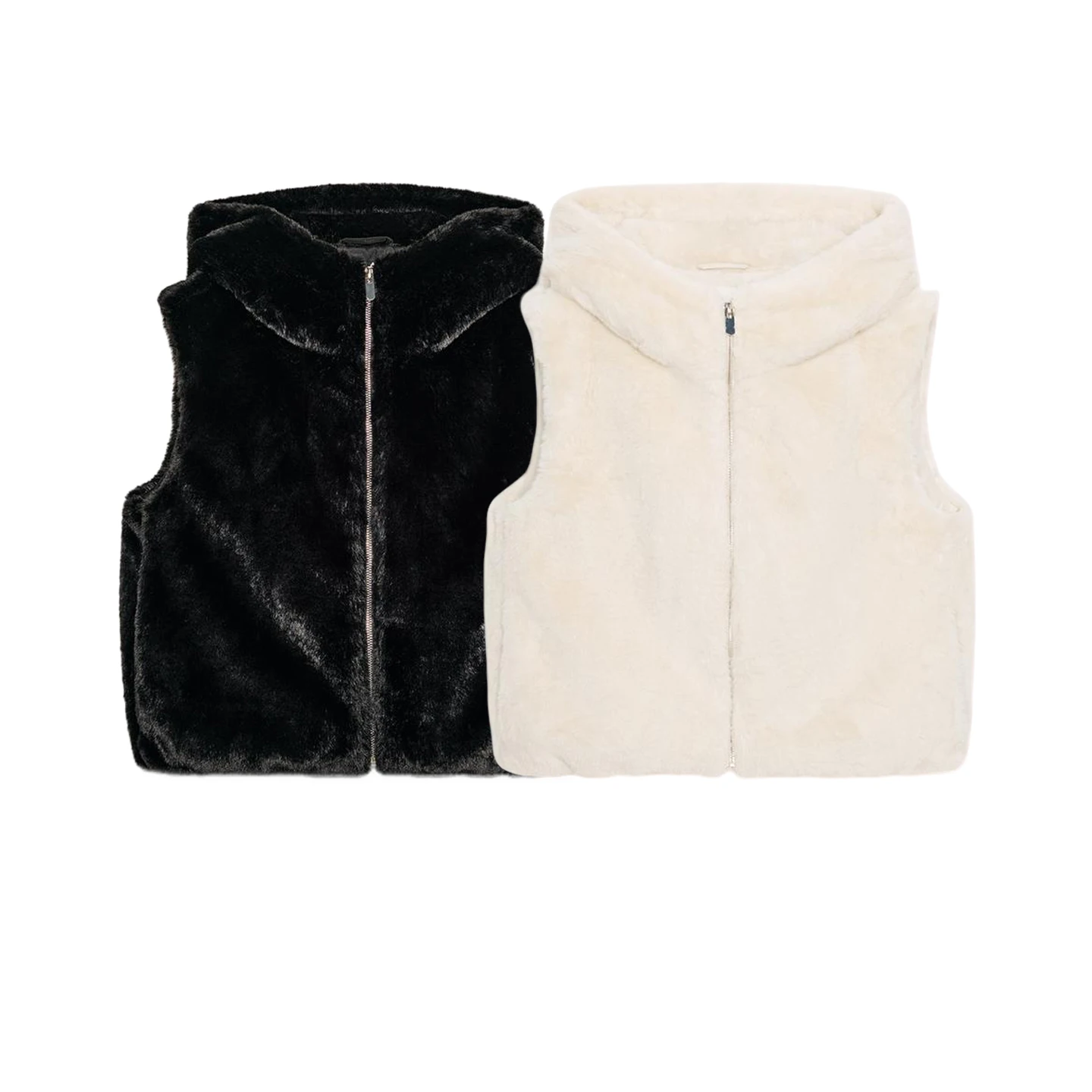 

Fall Women's Casual Sle Zipper Decorated Svel High Collar Hooded Artificial Fur Effect Vest 638800 Faux Fur Vest