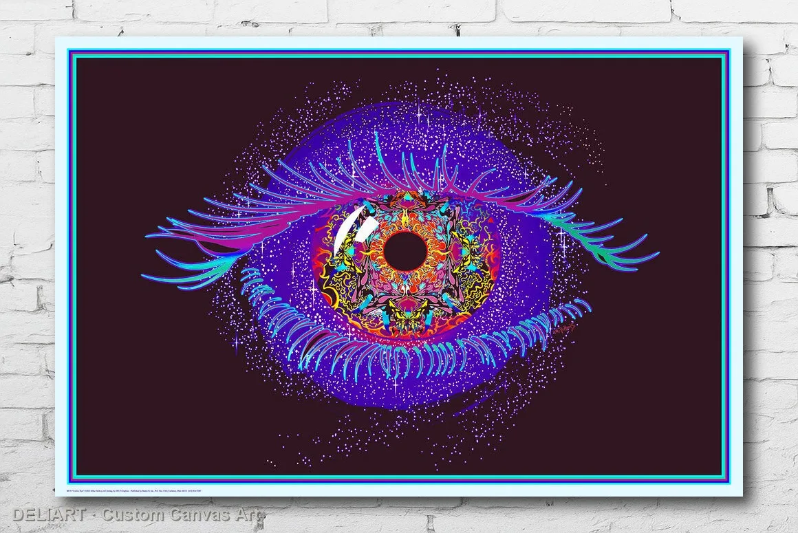 

COSMIC EYE - BLACKLIGHT Canvas Poster Custom Size Available Room Decoration Home Decor Wall Art