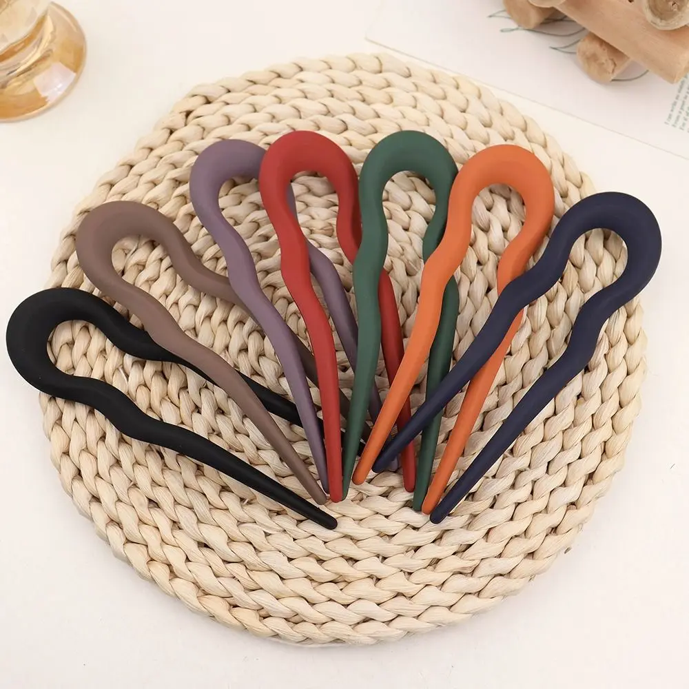 Elegant Resin Hair Fork U-Shaped Geometric Design Hair Sticks Headwear Hair Bun for Women Girls