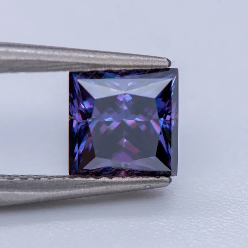Moissanite Gemstone Princess Cut Imperial Purple Color Lab Grown Diamond For Woman Charms Jewel Main Materials GRA Certificate