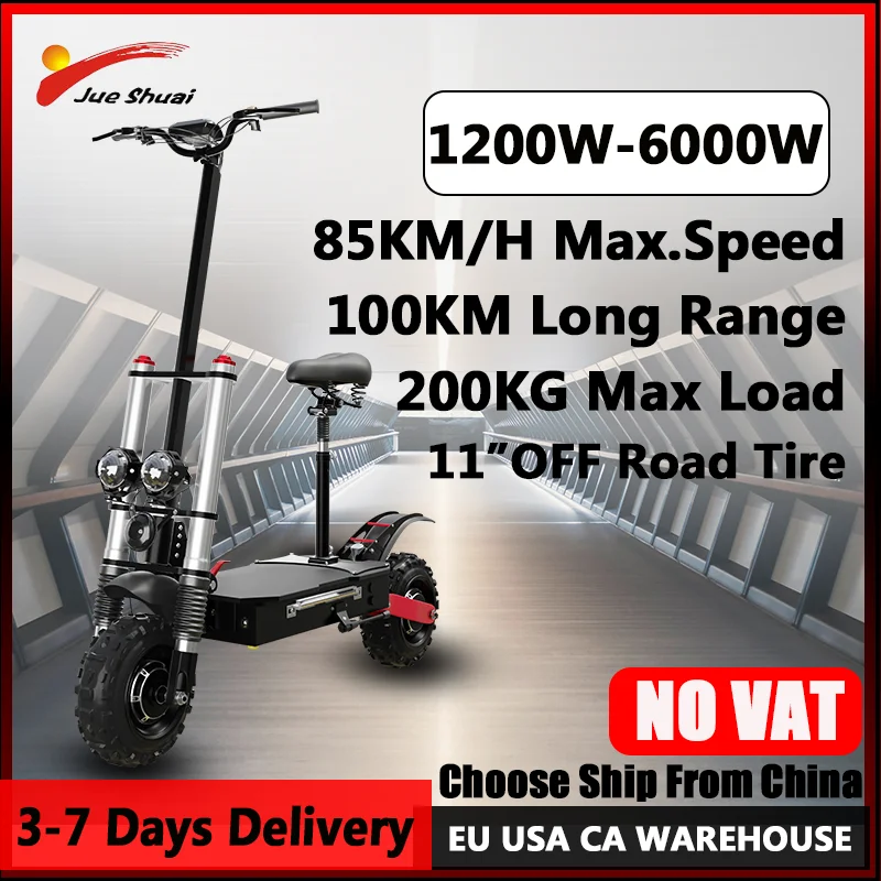 

200KG Max Load Electric Scooter 48V-72V Strong Lithium Battery E Scooter 100KM Long Range Trottinettes électriques for Adults