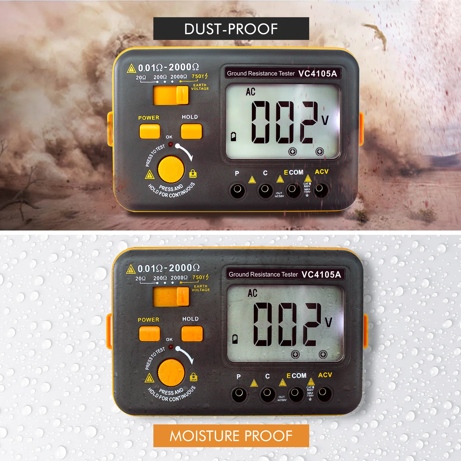VC4105A Photovoltaic Grounding Resistance Instrument High Definition Grounding Resistance Test English Version