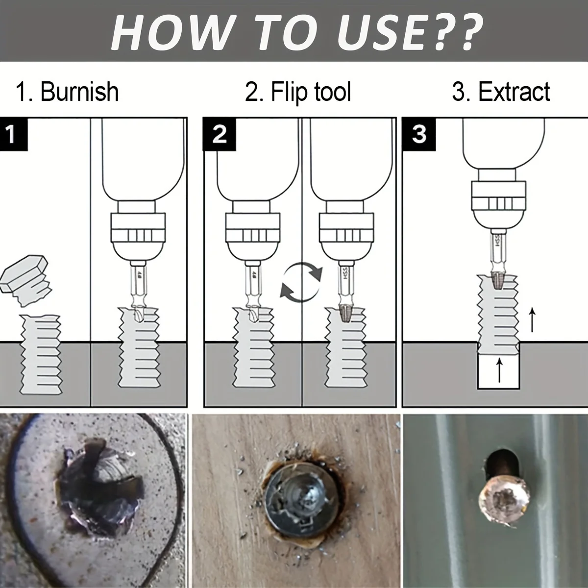 10Pcs Screw Extractor Kit Alloy Steel Damaged Screw Remover Set Metal Easy Out Drill Bits Bolt Stud Multi-Spline Screw Extractor