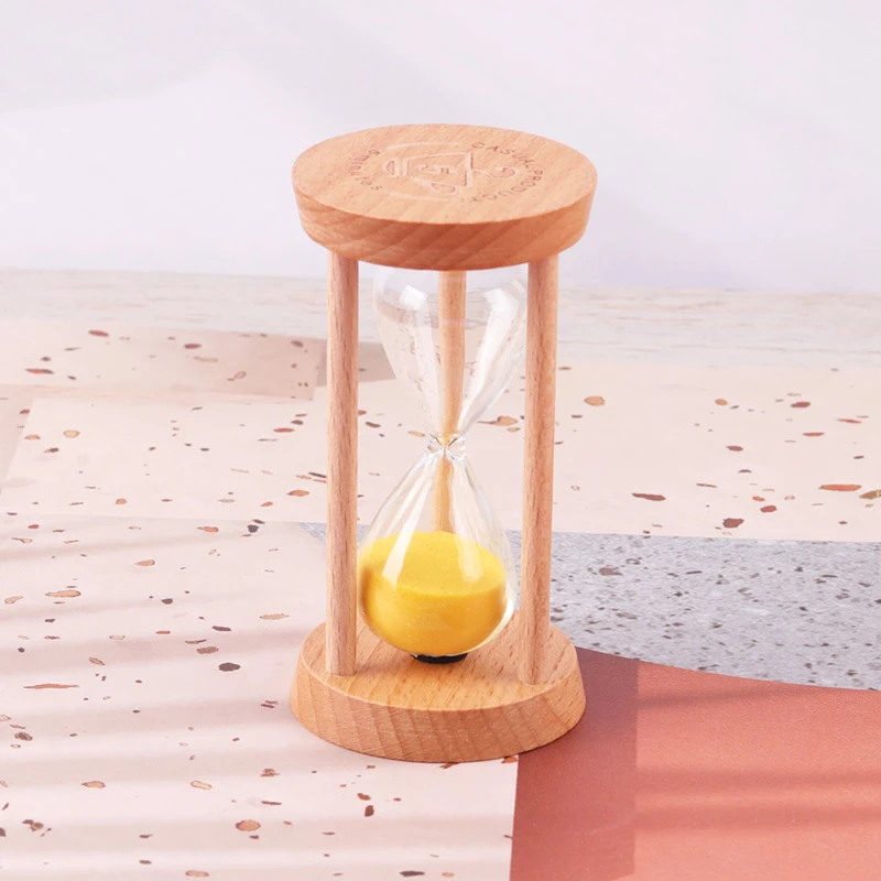 15/30Min Wooden Hourglass Creative Three Pillar Circular Small Sandglass Time Timer Glass Sandy Clock Gifts Home Decorations