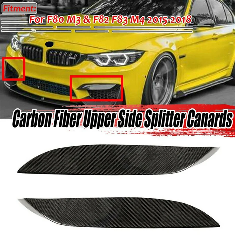 A07I Auto Voorbumper Side Splitter Canards Lip Spoiler Voor BMW F80 M3 F82 F83 2015-2018 Real carbon Fiber Accessoires