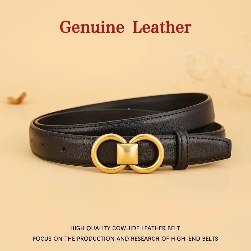 Genuine Cowhide Leather Belt for women New Versatile Decorative Suit Belt Fashionable Black Trendy Jeans Belts women