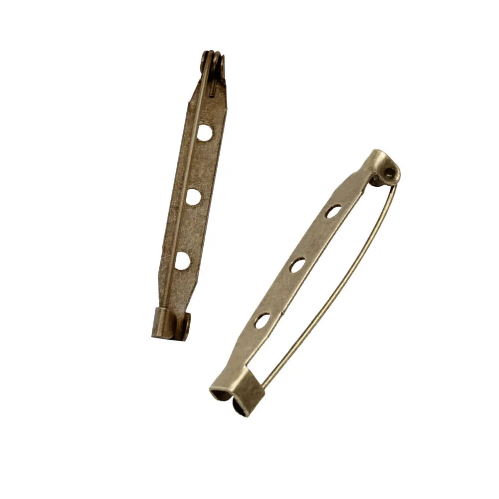 

200Pcs Safety Brooch Pins Bronze Alloy Bar Three Holes Clasp Pin Backs for DIY Crafts Cardigan Cape Skirt Blanket Jewelry