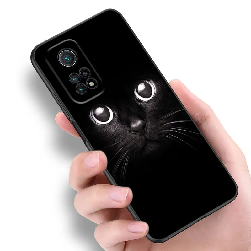 Black Cat Staring Eye Black Silicone Phone Case For Xiaomi Mi 9 SE 8 10T 11 12 13 Lite 9T 11T 12S 12T 13T 14 Pro 5G NE 11i 12X