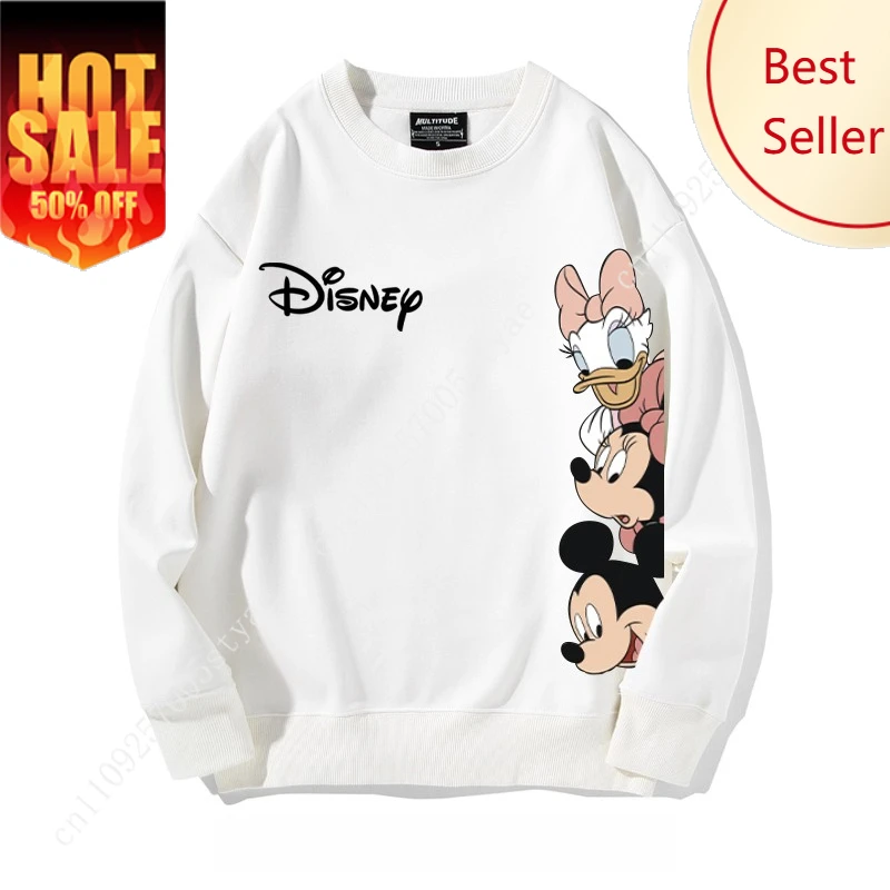 

Disney Mickey Mouse Joint Animation Crew Neck Sweater Men and Women Autumn and Winter Velvet Long-sleeved Couple Outfit Popular