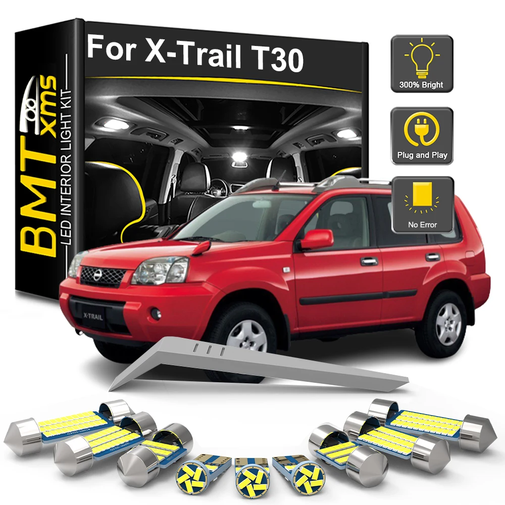 

BMTxms 10Pcs Canbus For Nissan X-Trail T30 2001 2002 2003 2004 2005 2006 2007 Car Indoor LED Interior Light Bulb Kit Trunk Lamp