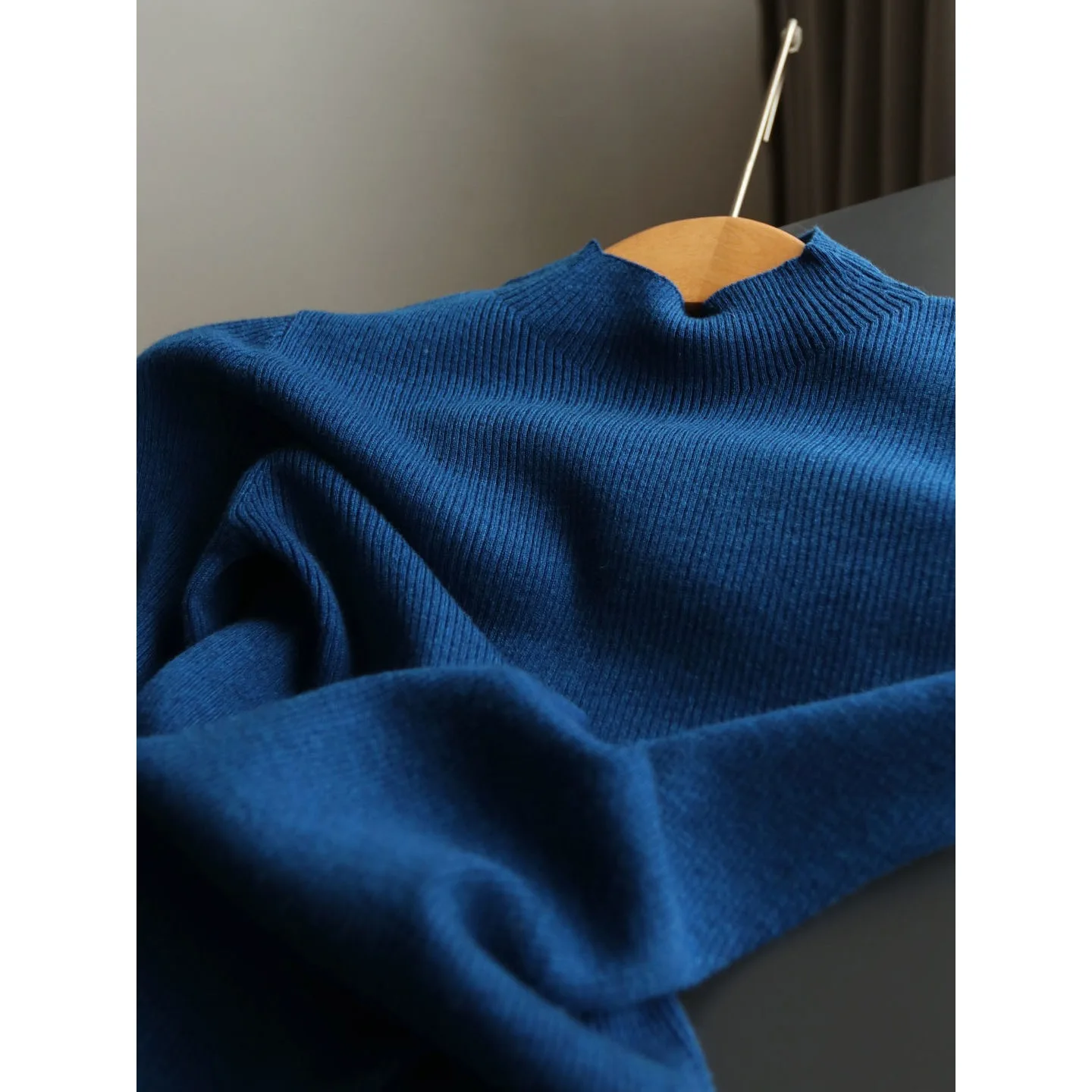 

2026 Spring New Year, knitted semi-turtleneck elastic slim-fitting short-sleeved shirt with strips and bottoming shirt for women