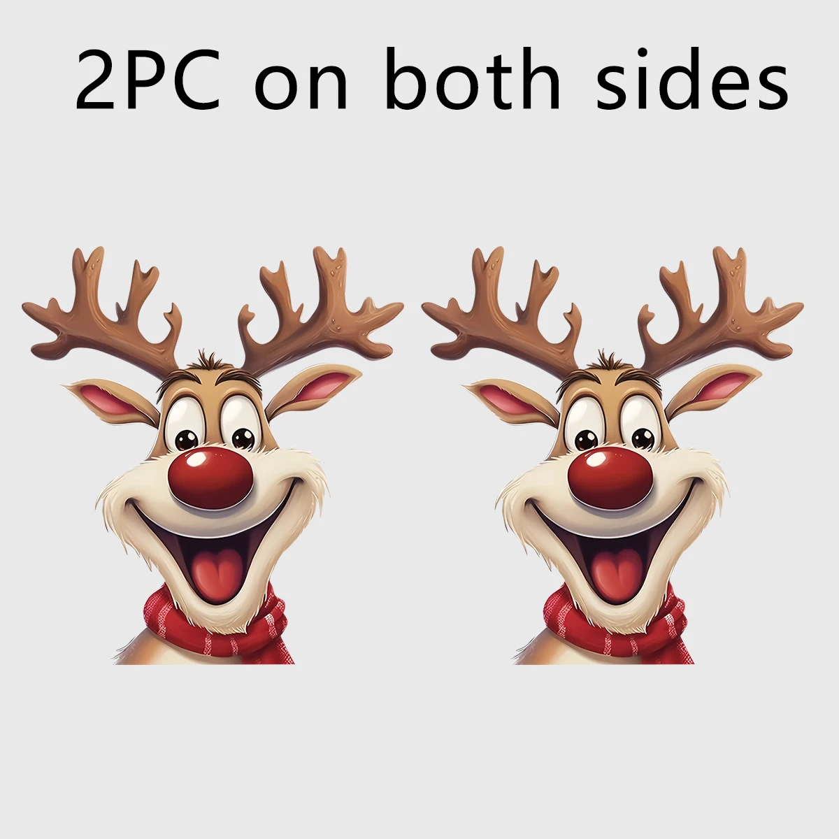 2PCS Christmas themed car stickers, cute reindeer window stickers for vehicle decoration, self-adhesive gloss surface decoration