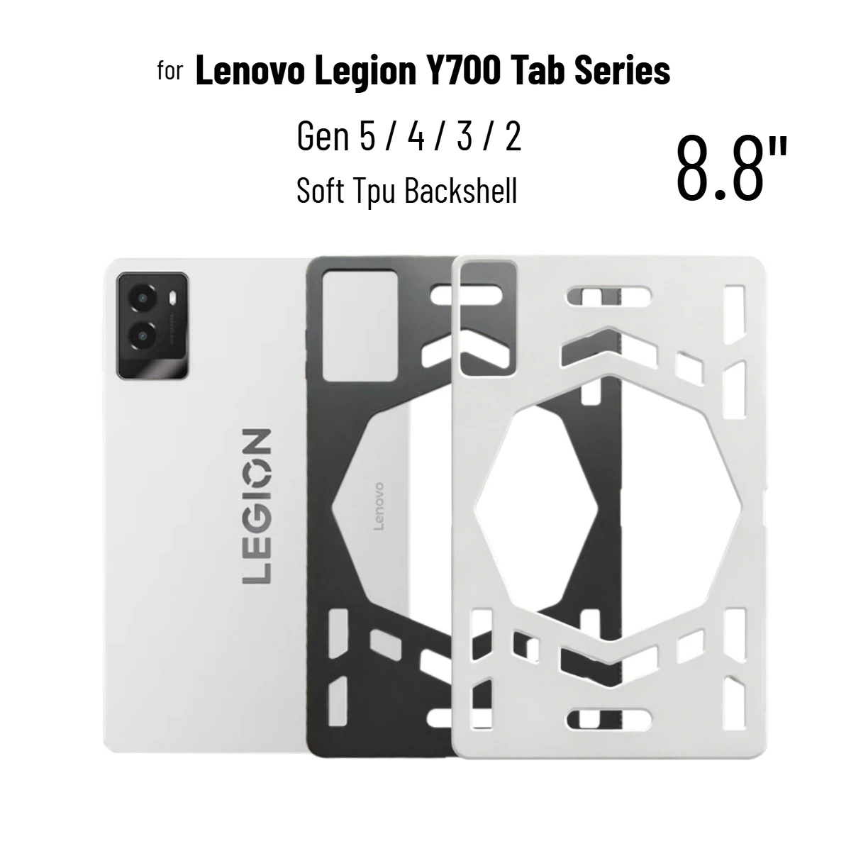 Funda con tapa para Lenovo Legion Y700 Tab Gen 5/4/3/2 de 8,8 pulgadas, cubierta de TPU suave, diseño hueco de refrigeración, carcasa trasera a prueba de golpes, fundas antideslizantes