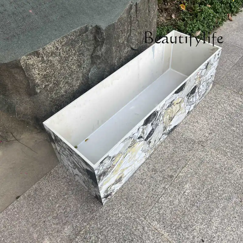 qw Slate outdoor fish tank household floor-to-ceiling large aquarium water-free lazy rectangular ecological landscaping