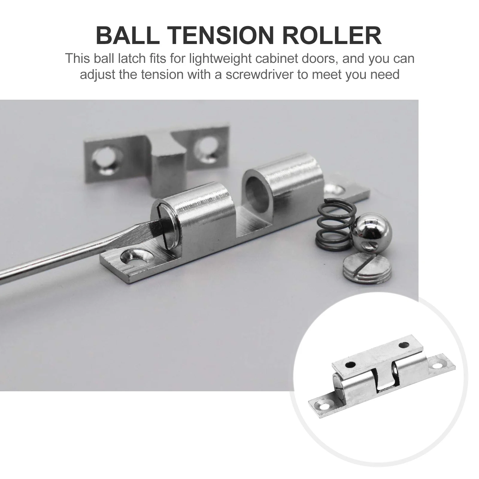 

6pcs Silver 50Mm Brass Ball Catch For Cabinet Door Durable Solid Brass Tension Latch Simple Install Door Catch Hardware Closet