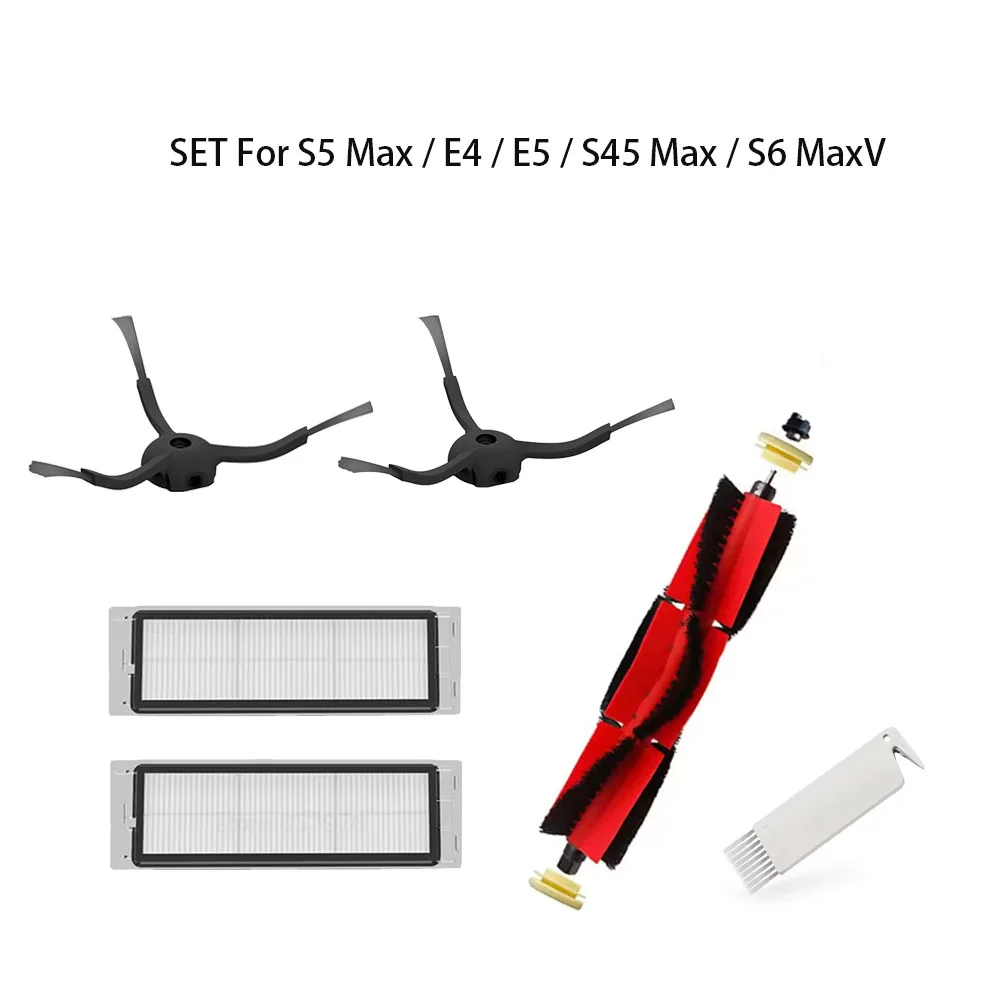 المجموعة الأصلية لـ Roborock S5 Max /E4 /E5/S45 Max /S6 MaxV فرشاة رئيسية قابلة للفصل مرشحات HEPA ملحقات فرشاة جانبية