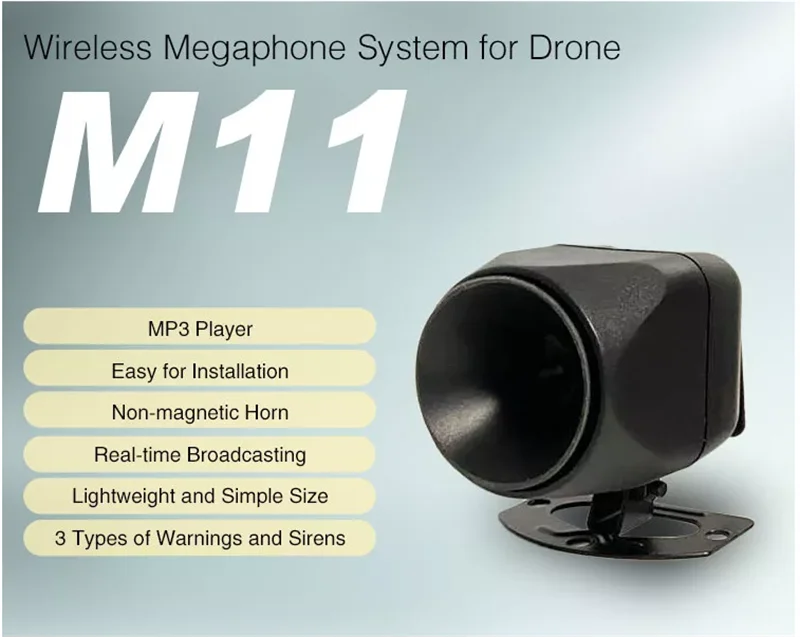 FOXTECH M11 loudspeaker megafon nirkabel, untuk drone DJI Phantom dan Mavic 2