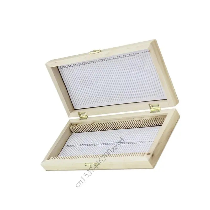 50pcs بيولوجيا الزجاج الزجاج المعدة شرائح المجهر مع العينات مع مربع التخزين الخشبي مشبك المعادن المصنوعة يدويا الصلبة p9yb