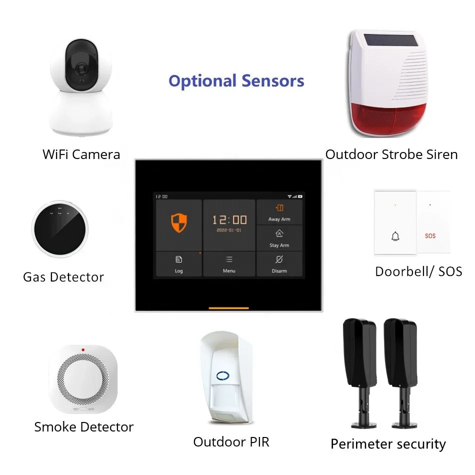 Touch Panel Wireless Home Office Alarm Systems Smart  Anti Burglar Security System