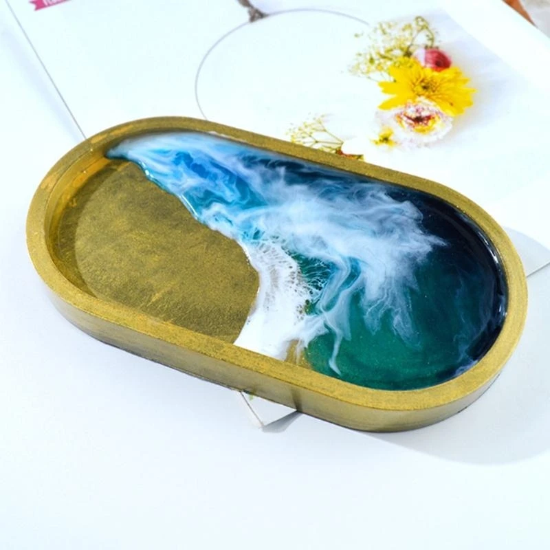 N5KA 2Pcs Thick Big & Small Resin Tray Molds DIYJewelry Display Tray Silicone Molds