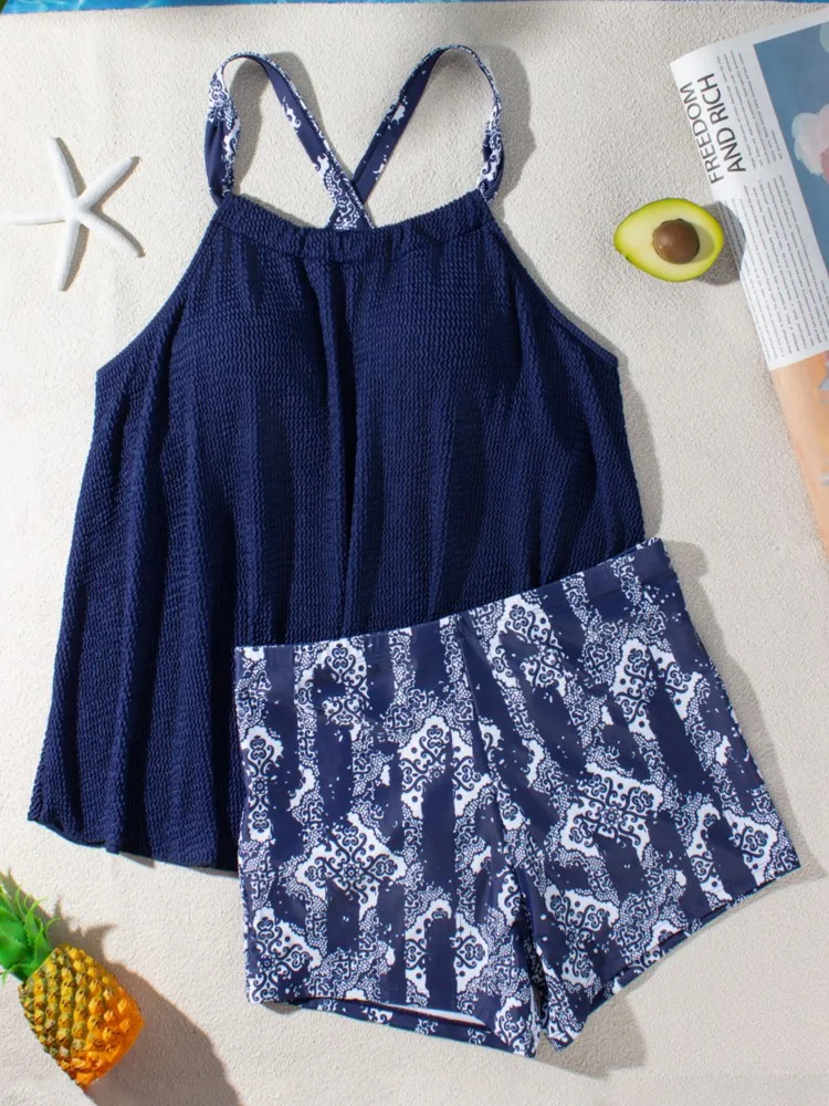 L-4XL حجم كبير ارتفاع الخصر بيكيني المرأة رفع حجم كبير 3XL 4XL ملابس السباحة الصيف Mujer البطن تحكم ملابس السباحة بيكيني مجموعات #4