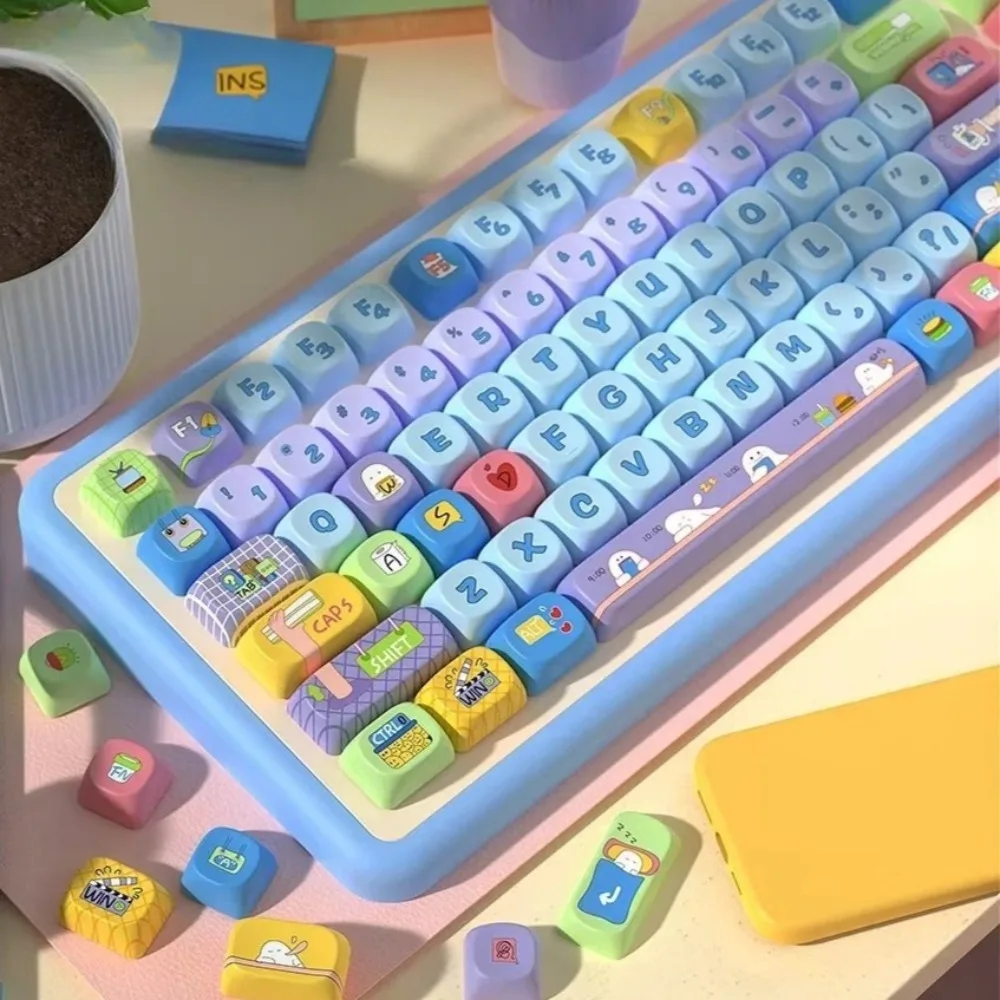 

GEFENSI Cartoon Egg MCA Keycap Set PBT Heat-sublimation 145 Keys Cute For MX Switch 60/84/90/104/108 Layout Mechanical Keyboards