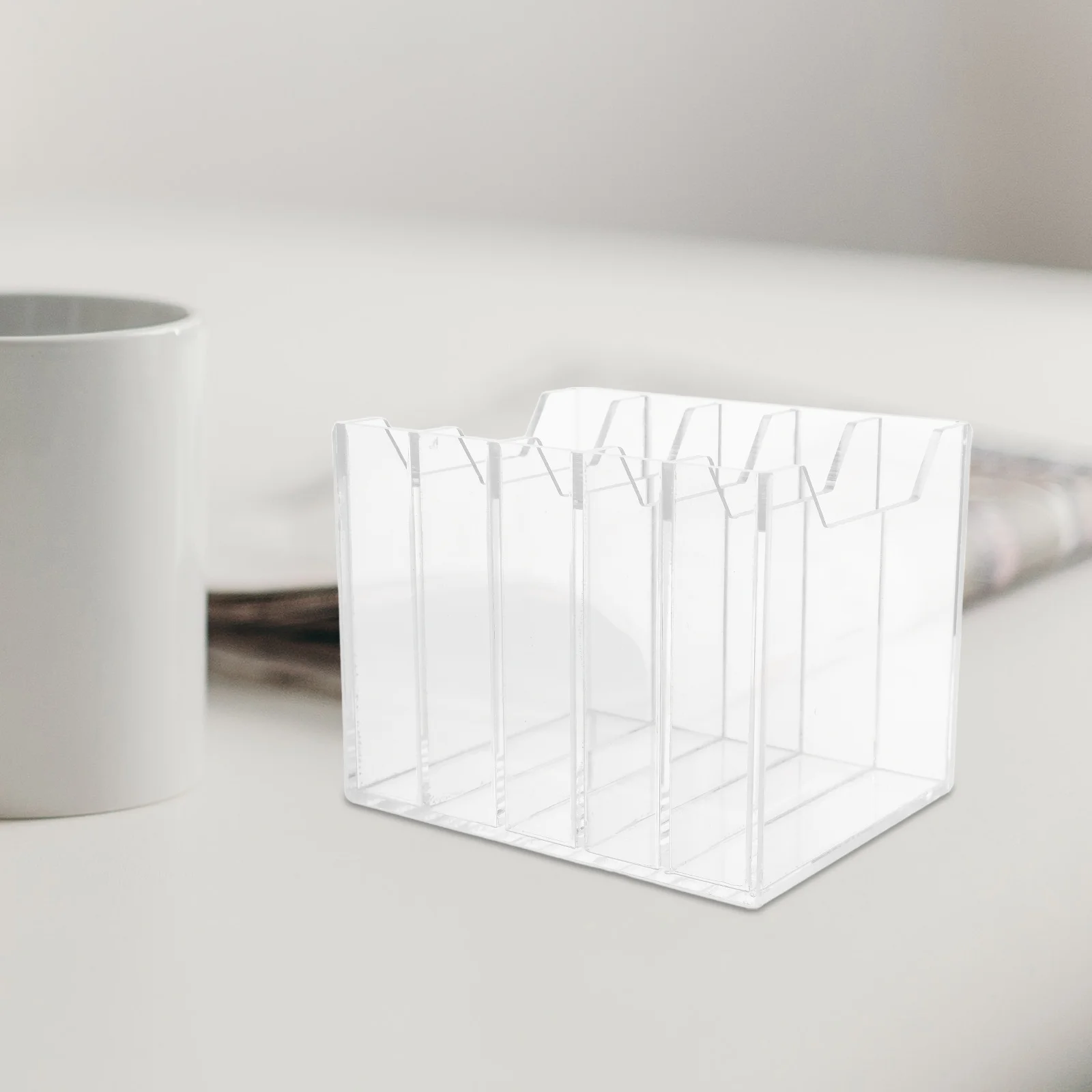 Acrylic Storage Box 5-Slot Desktop Organizer For Office Conference Room Mobile Phone Management Tray Temporary Holder Cell