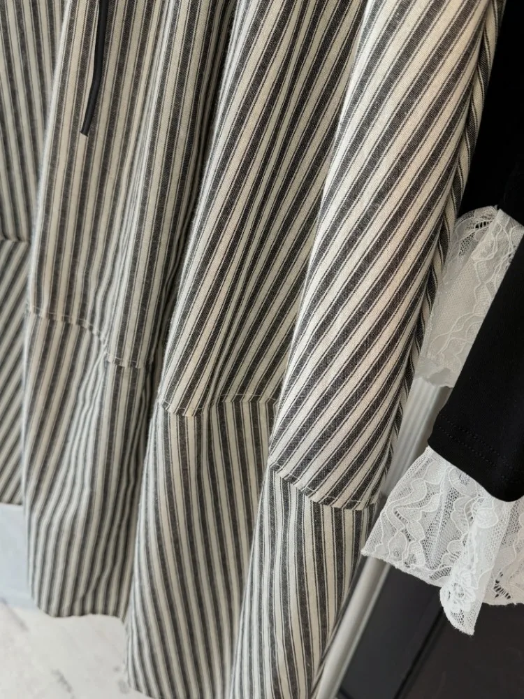 Japanese Vintage Harajuku Stripe Skirt Women Elastic High Waist A Line All-match Design Flower Bud Half-body Skirts Trendy New