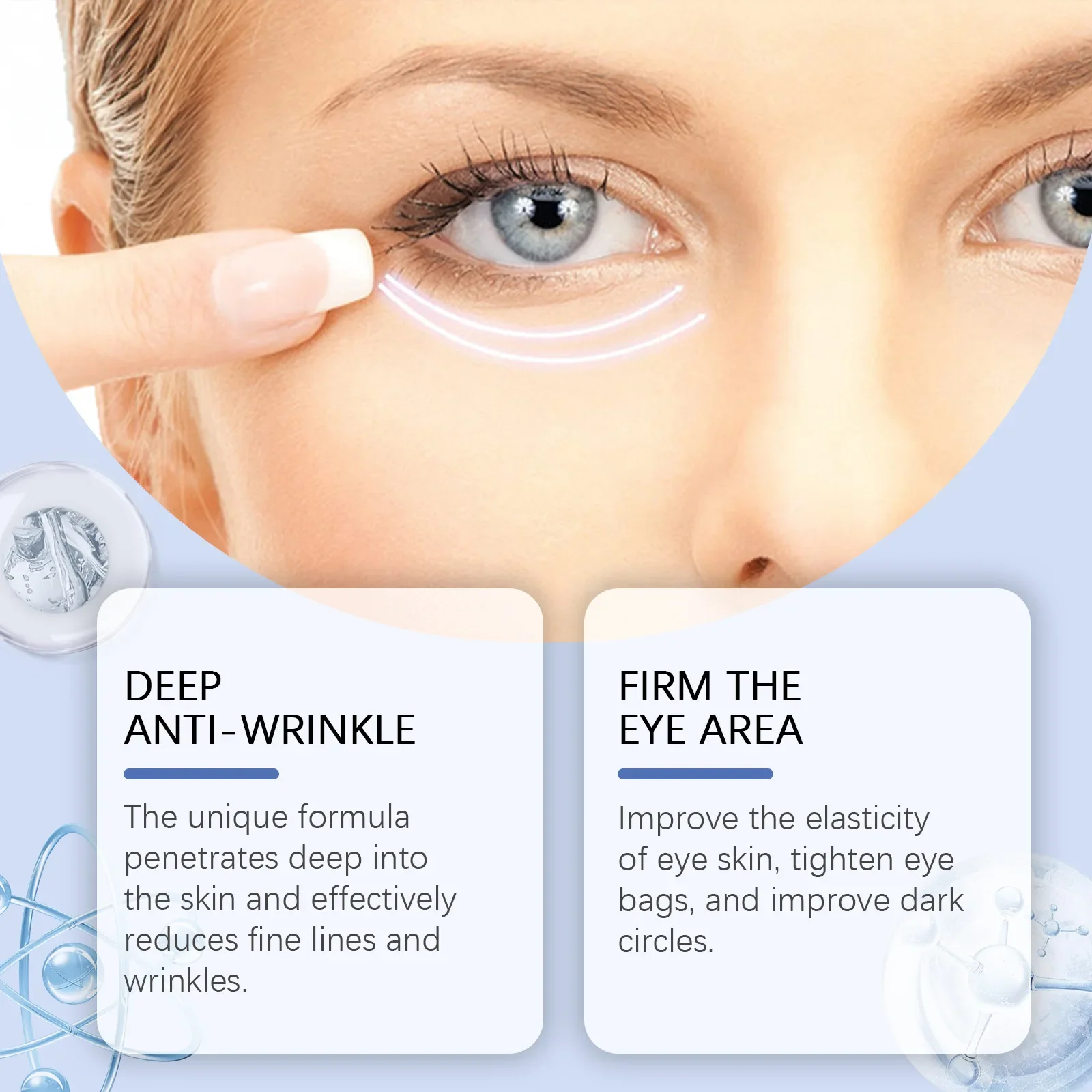 Firming Eye Cream, Fading Fine Lines Moisturizing Eye Skin Daily Massage Care Eye Cream Reduce Dark Circles, Tighten Bags