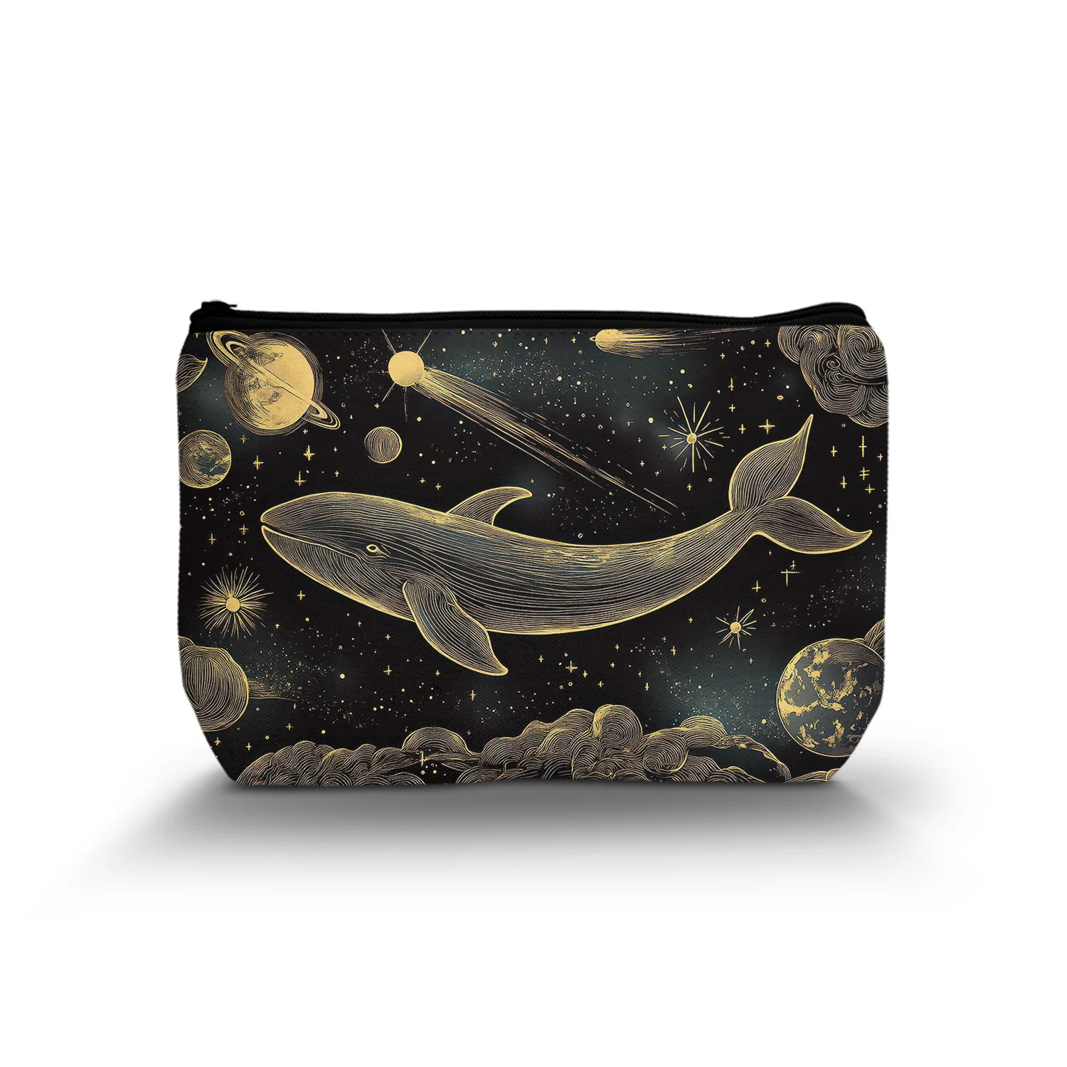 1Pc Whale Starry Sky Cosmetic Bag Wonderful Idea Whale In Space Planetary Celestial Pattern Versatile Cosmetic Bag 8.66X5.51Inch